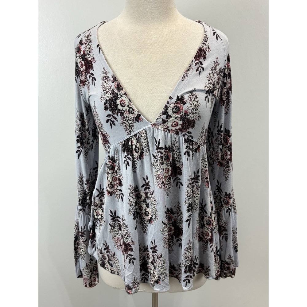 FREE PEOPLE Tunic Top Speak Easy Babydoll Boho Hippie Festival Floral Flowy Med
